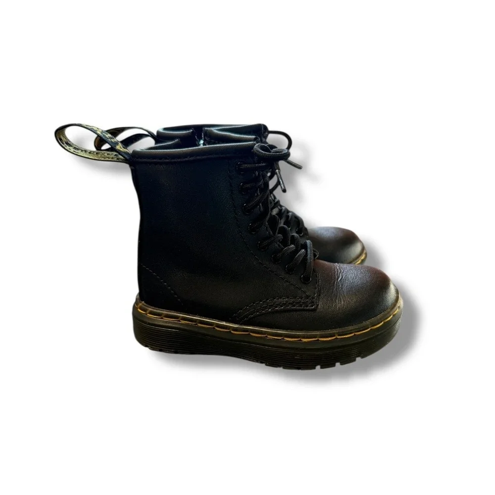 Dr. Martens Zavala Combat Boots Toddler Size 7 Black Lace-Up Ankle Boot Kids‎